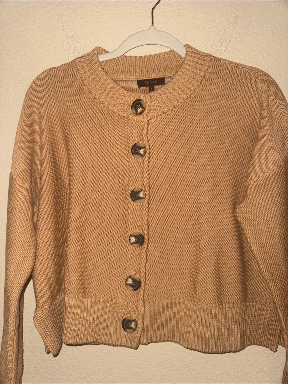 Quince 100% Organic Cotton Cropped Cardigan in Camel Size Small - Picture 4 of 7